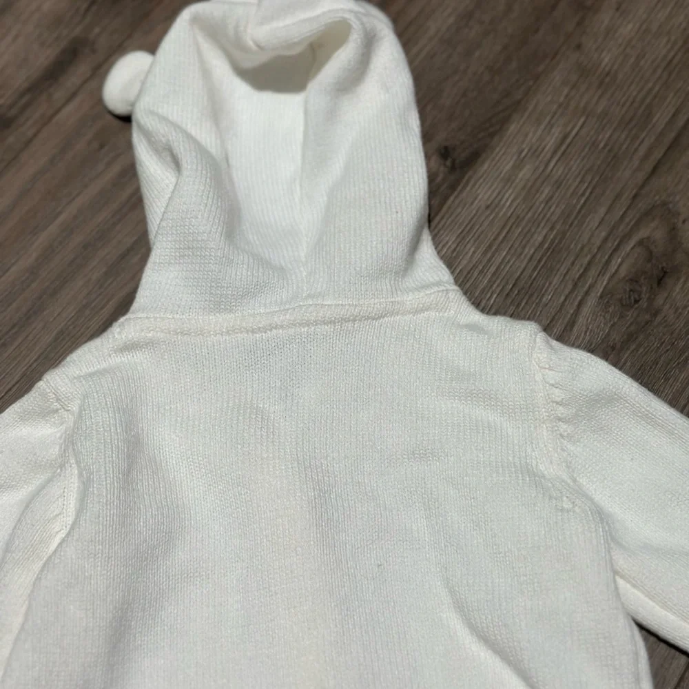 Carter's Hooded Animal Ears White Knit Hooded Baby Sweater